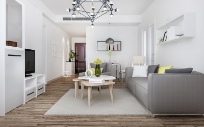 3d rendering modern dining room and living room with luxury decor